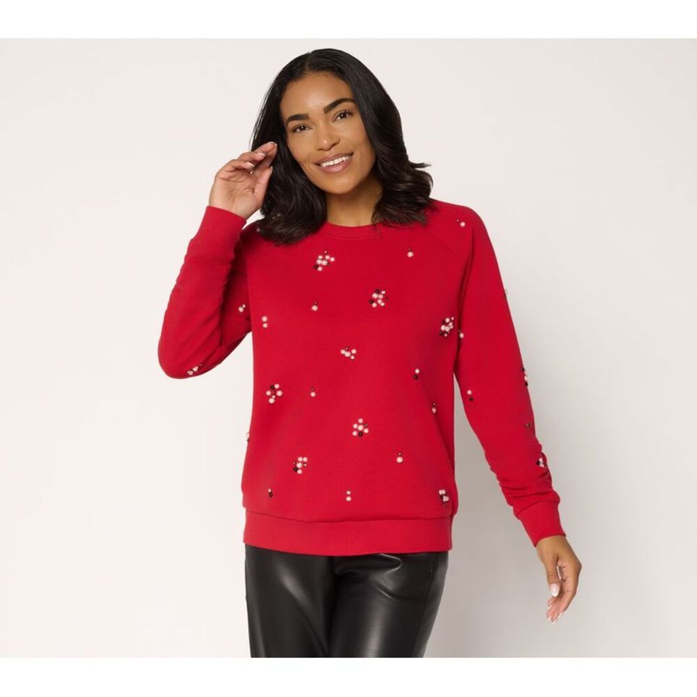 Mally Roncal Women's Top Sz L Make Your Selection: Embelished Knit Red A715195